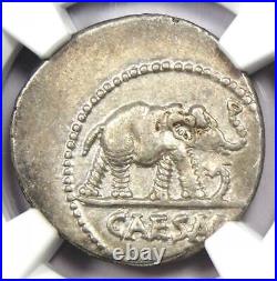 Julius Caesar AR Denarius Silver Elephant Roman Coin 49 BC NGC Choice XF (EF)