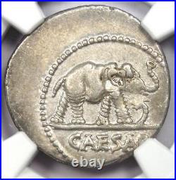 Julius Caesar AR Denarius Silver Elephant Roman Coin 49 BC NGC Choice XF (EF)