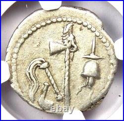 Julius Caesar AR Denarius Silver Elephant Roman Coin 49 BC NGC XF (EF)