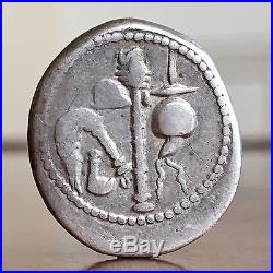 Julius Caesar AR Silver Denarius. Traveling Military Mint, Elephant Coin