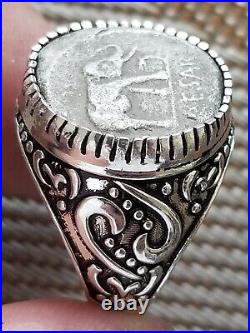 Julius Caesar Ancient Roman Elephant Denarius Coin Silver Ring with Certificate