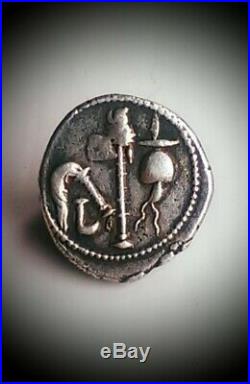 Julius Caesar Authentic War Elephant Ancient Roman Silver Denarius 46 BC Coin
