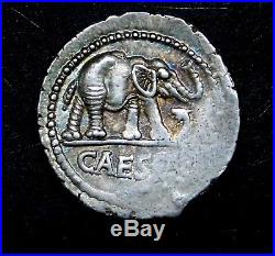 Julius Caesar. Gorgeous Rare Denarius. War Elephant. Ancient Roman Silver Coin