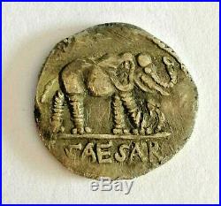 Julius Caesar Roman Silver Coin Caesar Denarius War Elephant 49-48 BC military