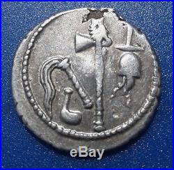 Julius Caesar. War Elephant. Rare Denarius. 49-48 BC Exquisite Roman Silver Coin