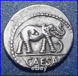 Julius Caesar. War Elephant. Rare Denarius. 49-48 BC Exquisite Roman Silver Coin