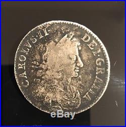 King Charles II Half-Crown 1666 Elephant below bust silver coin Great Fire