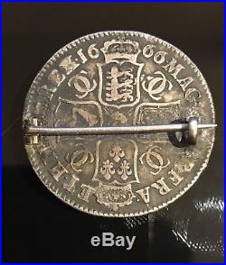 King Charles II Half-Crown 1666 Elephant below bust silver coin Great Fire