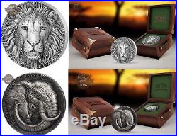 LION and ELEPHANT BIG FIVE 2017 2018 1 kg silver coins 10000 Francs