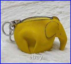 LOEWE Animal motif elephant charm Coin case Yellow leather