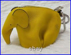 LOEWE Animal motif elephant charm Coin case Yellow leather