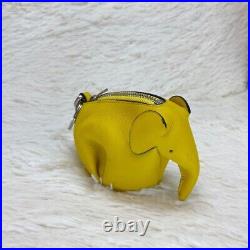 LOEWE Animal motif elephant charm Coin case Yellow leather