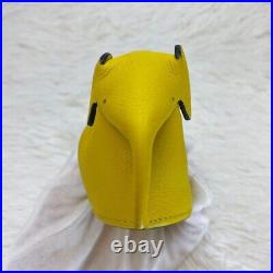 LOEWE Animal motif elephant charm Coin case Yellow leather