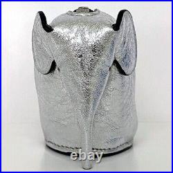 LOEWE Elephant Animal Leather Bag Charm Key Ring Coin Purse Silver Metallic