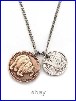 LOUIS VUITTON Necklace Chapman Brothers Vane Elephant Coin 59cm Silver Men's LV