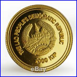 Laos 2000 kip Dynasty of Million Elephants proof gold coin 2000