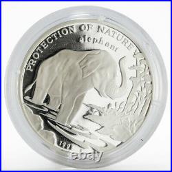 Laos 50 kip Protection of Nature series Asian Elephant proof silver coin 1993