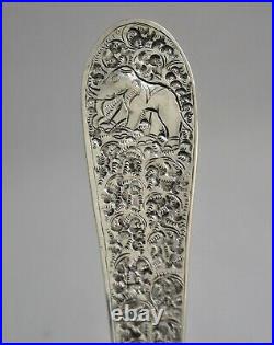 Large Antique 90% Silver Hand-Hammered India Elephant Ladle
