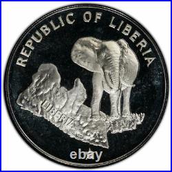 Liberia 1973 Silver Five Dollars $5 African Elephant PCGS PR67DCAM (Proof FDC)