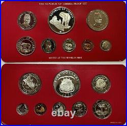 Liberia 1979 8 Coin Key Proof Set O. A. U. July Mintage 1,857 with Silver Elephant