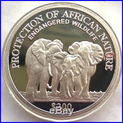 Liberia 2000 African Elephants 200 Dollars 1/2 Kilo Silver Coin, Proof