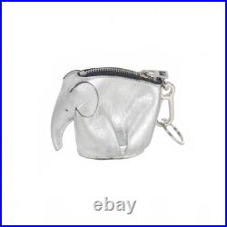 Loewe Elephant Coin Case Charm Keychain Silver Women'S