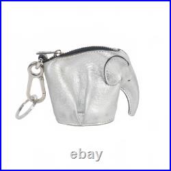 Loewe Elephant Coin Case Charm Keychain Silver Women'S