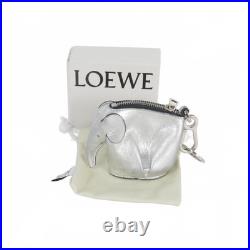 Loewe Elephant Coin Case Charm Keychain Silver Women'S