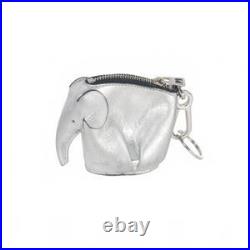 Loewe Elephant Coin Case Charm Keychain Silver Women'S