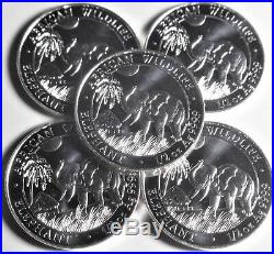(Lot Of 5 Coins) 2017 1/2 oz Somalia Elephant. 999 Silver Coin BU