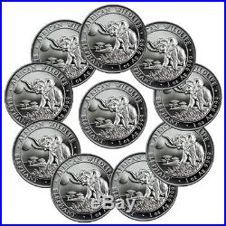 Lot of 10 2016 Somalia 100S 1 Oz. 9999 Silver African Elephant Coins SKU37657