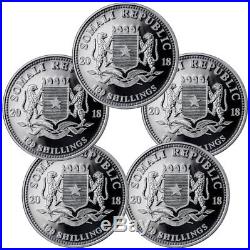Lot of 10 2018 Somalia 1 oz Silver Elephant Sh100 Coins GEM BU SKU49892