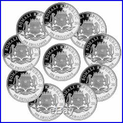 Lot of 10 2020 Somalia 1 oz Silver Elephant Sh100 Coins GEM BU SKU60536