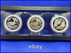 Lot of 3 X 1oz UNC 2023 Somalia Elephant Fine Silver, Colored & Gold Gilt Coin