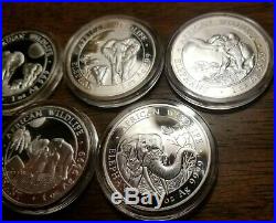 Lot of 5 Somali Elephant Silver coins