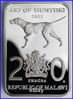 Malawi 2011 20 Kwacha Art of Hunting Elephant Hunting 28.28g Silver Proof Coin