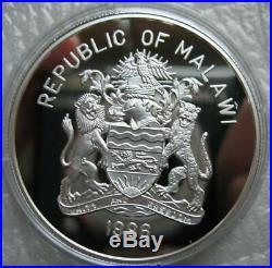 Malawi 20 Kwacha 1996 Silver Proof 1OZ Coin Endangered Wildlife, Elephants