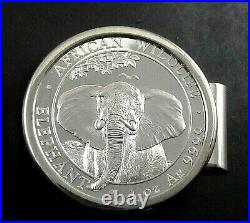 Money Clip 2021 Elephant African Wildlife Silver Round 1 oz. BU. 999 Silver Coin