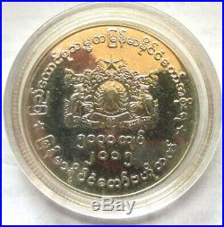 Myanmar 2015 Elephants 5000 Kyats Silver Coin, Proof