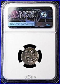 NGC AU 4/5-4/5. Julius Caesar. Stunning Rare Denarius. War Elephant. Silver Coin
