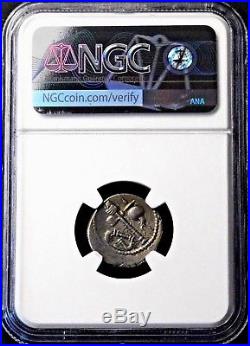 NGC AU 4/5-4/5. Julius Caesar. Stunning Rare Denarius. War Elephant. Silver Coin