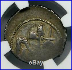 NGC Ch XF 2/5-5/5 Julius Caesar. Superb Rare Denarius. War Elephant. Silver Coin