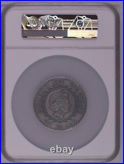 NGC MS70 FR Elephant Mandala Art 2oz Antique Silver Coin Niue POP5