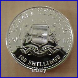 NWT Somalia 100 Schillings Elephant 2016 Silver 99.9% 1oz Silver Coin Zip