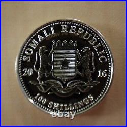 NWT Somalia 100 Schillings Elephant 2016 Silver 99.9% 1oz Silver Coin Zip