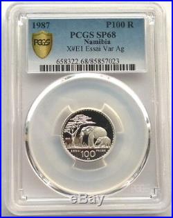Namibia 1987 Elephant 100 Rand PCGS SP68 Essai Silver Coin, Proof