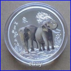 New Zealand Mint coin 2015 Feng shui elephants -99.9% silver 1 once troy (b)
