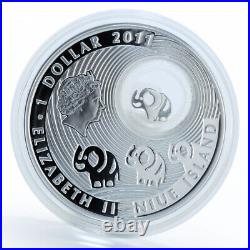 Niue 1 dollar Good Luck Elephants Lucky coin proof silver coin 2011