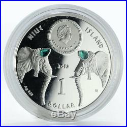 Niue 1 dollar Hannibal Barkas elephants colored silver coin 2012