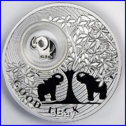 Niue 2011 2$ Elephant Lucky Coins Series Proof Silver Coin Good Luck Love